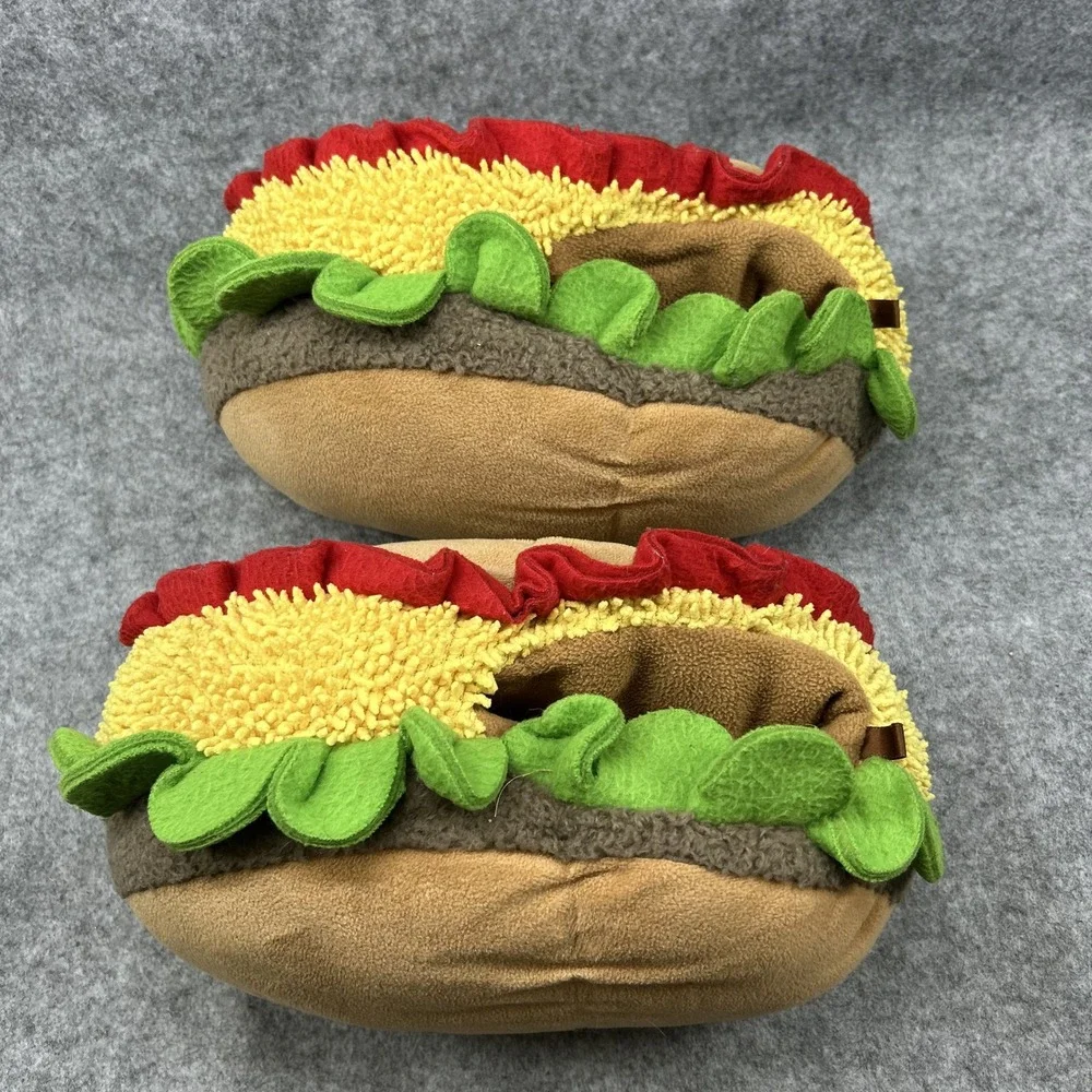 Old Navy Critter Slippers XL (3Y-4Y) Brown Taco Novelty Plush Shoes